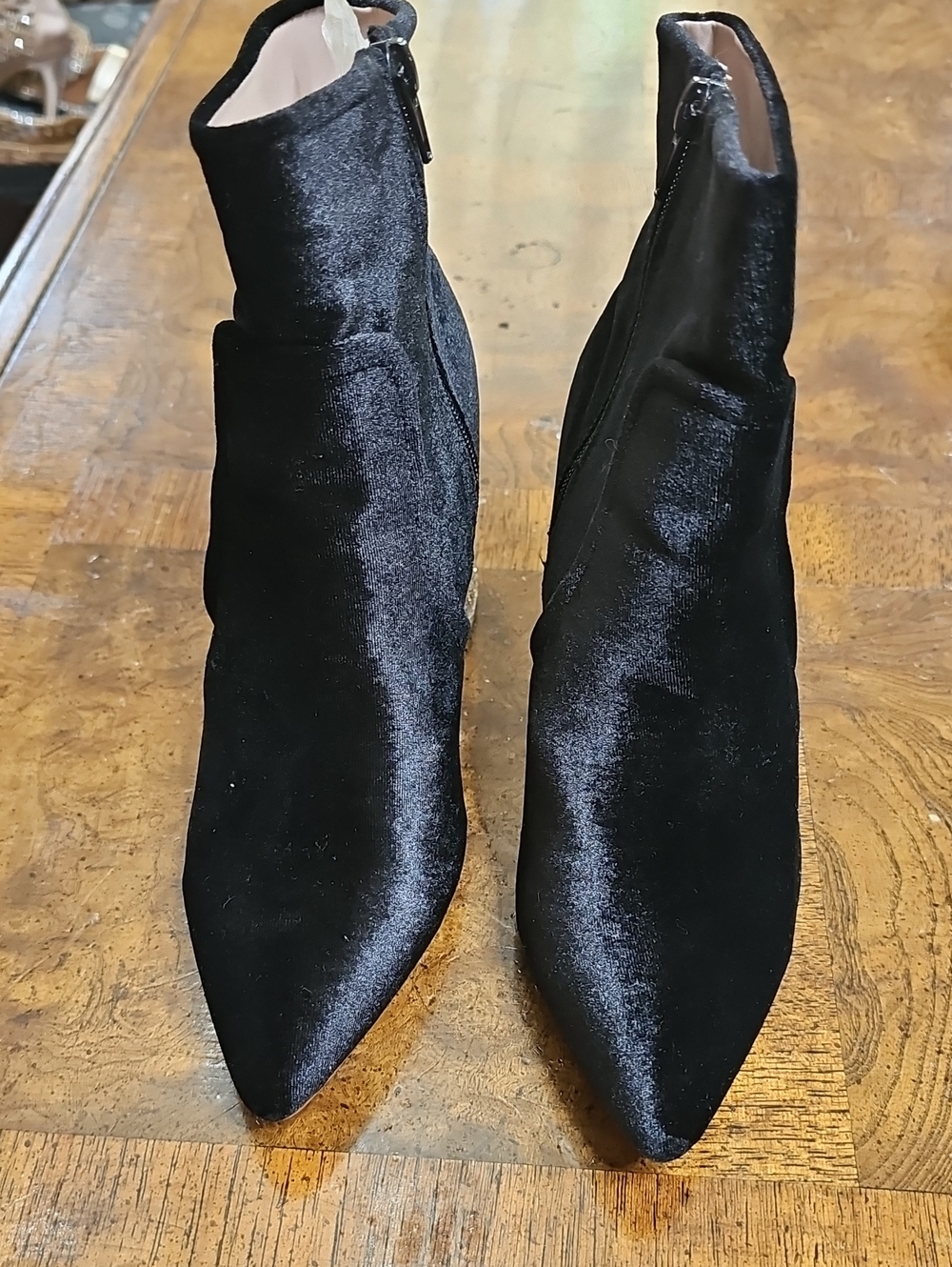 Betsey Johnson Black Velvet Pointed Ankle Booties